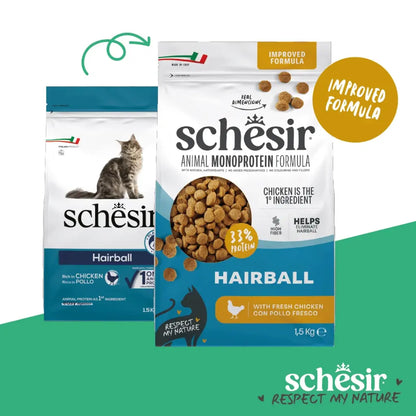 Schesir Monoprotein Adult Dry Cat Food – Hairball-Fresh Chicken-1.5kg