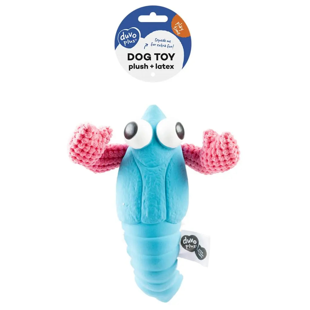 Duvo+ Plush & Latex Lobster 24x18.5x6.5cm blue/pink