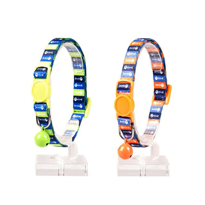 Duvo+ Cat Collar Nylon Mixed Colors 20 - 30cm / 10mm[Texture - Fish bones 1]