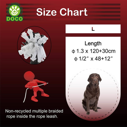 DOCO Reflective Rope Leash Ver.2 - Slip On Collar Leash 5ft Ã˜13mm 120cm+30cm(L) S.Lime