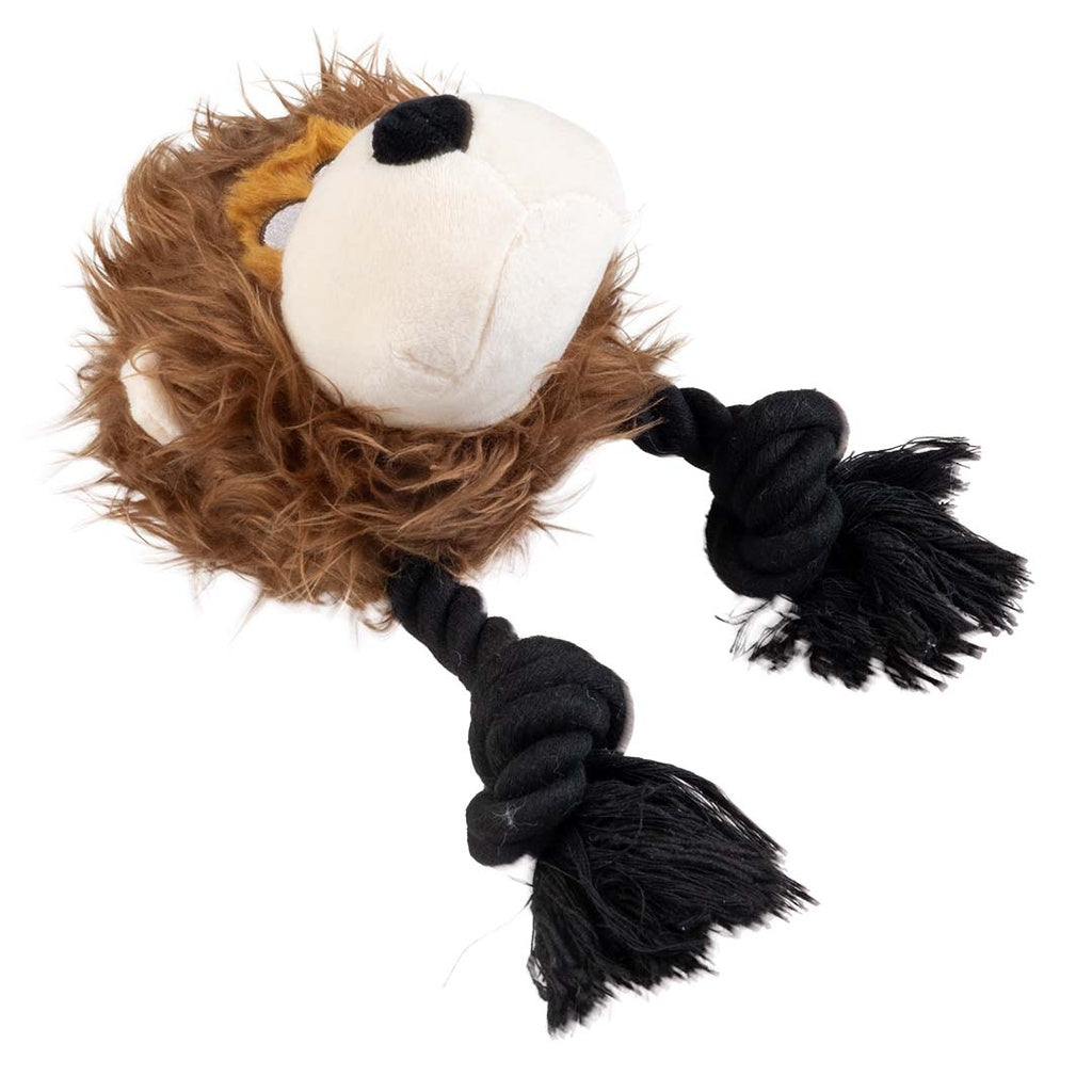 Duvo+ Plush Wildlife Lion With Rope Dog Toy 23x14x22cm - Brown
