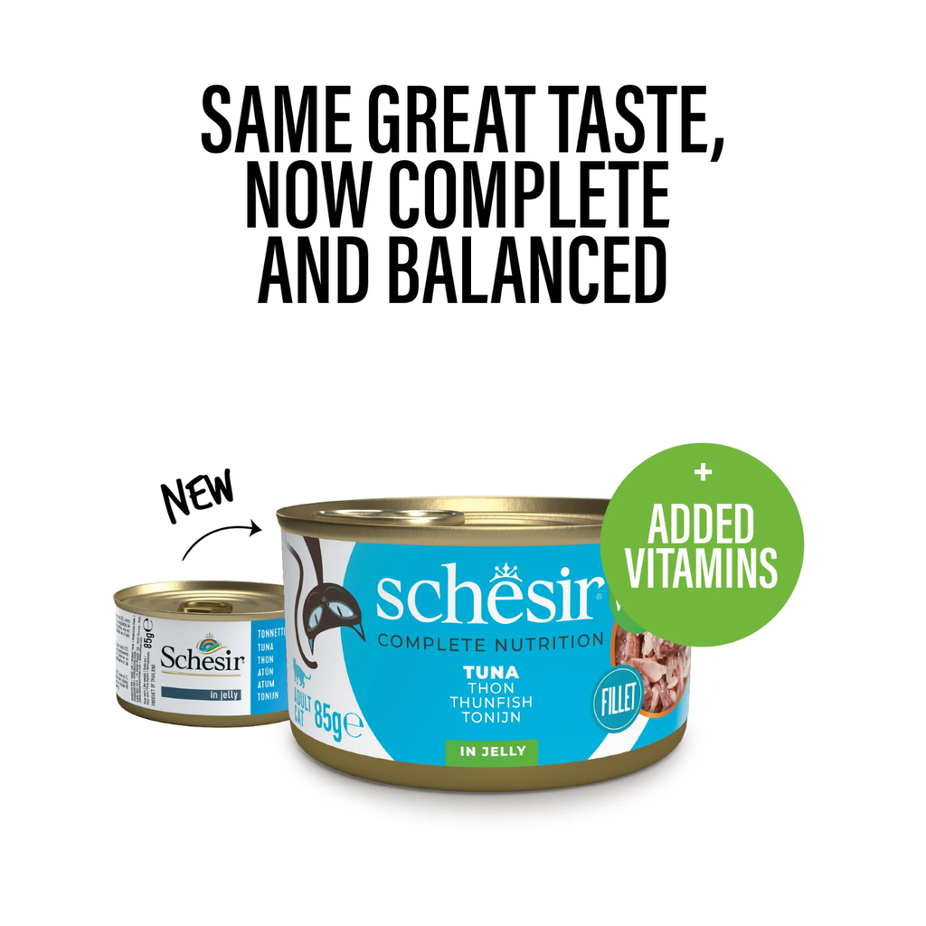 Schesir Complete & Balanced Nutrition Wet Cat Food in Jelly Can- Tuna 6x85g