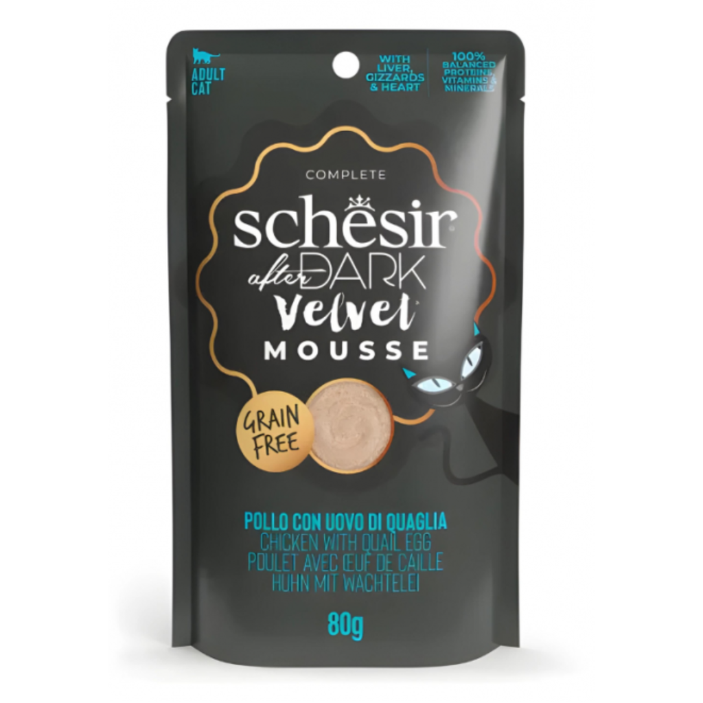 Schesir After Dark Velvet Mousse For Cat - Chicken With Quile Egg 6x80g
