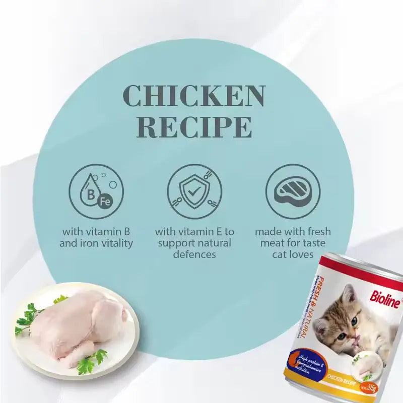 Bioline Canned Cat Food-375g-Flavor - Chicken
