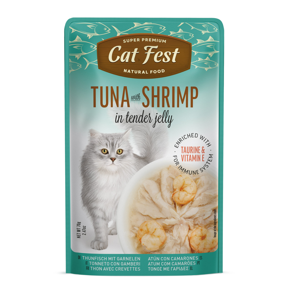 Cat Fest Tuna With Shrimp In Tender Jelly For Cats 12x70g 12pcs/box