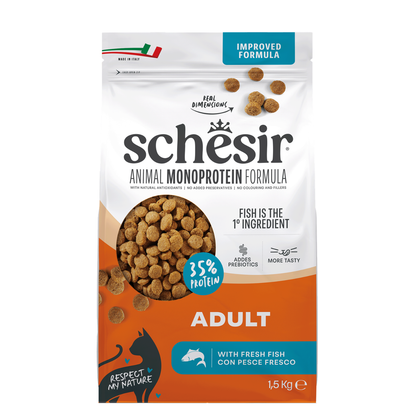 Schesir Monoprotein Adult Dry Cat Food – Fresh Fish-1.5kg