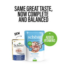 Schesir Complete & Balanced Nutrition Wet Cat Food in Jelly Pouch- Tuna With Seabass 6x85g
