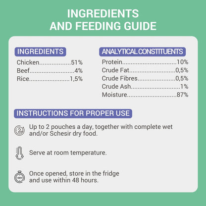 Schesir Complements Cat Wet Food in Broth- Chicken with Beef 70g