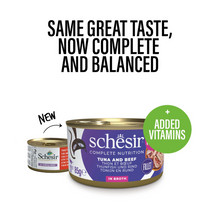 Schesir Complete & Balanced Nutrition Wet Cat Food in Broth Can- Tuna With Beef 6x85g