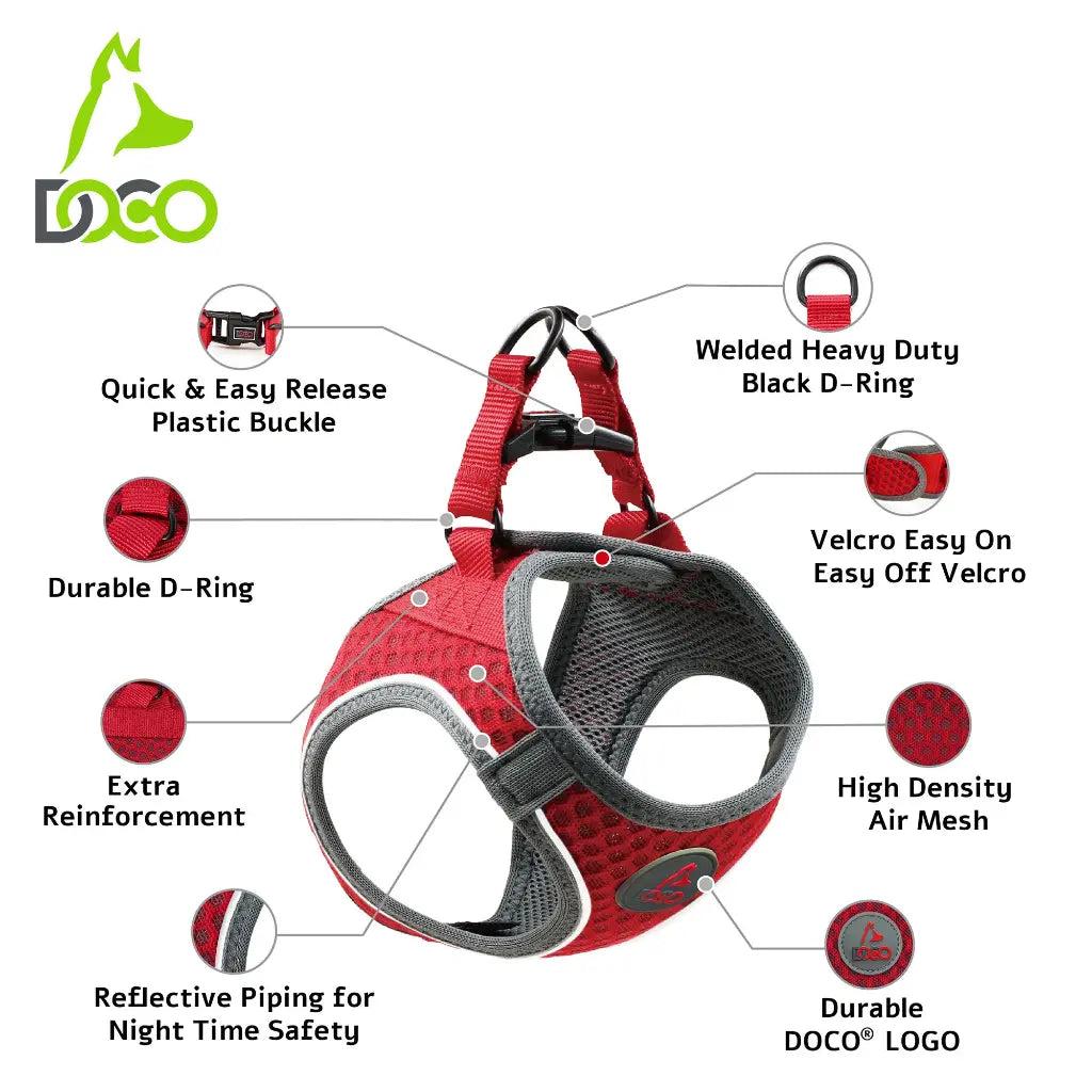 DOCO NET Mesh Sport Harness Medium-41-44cm / 4.5-7kg-Turquoise