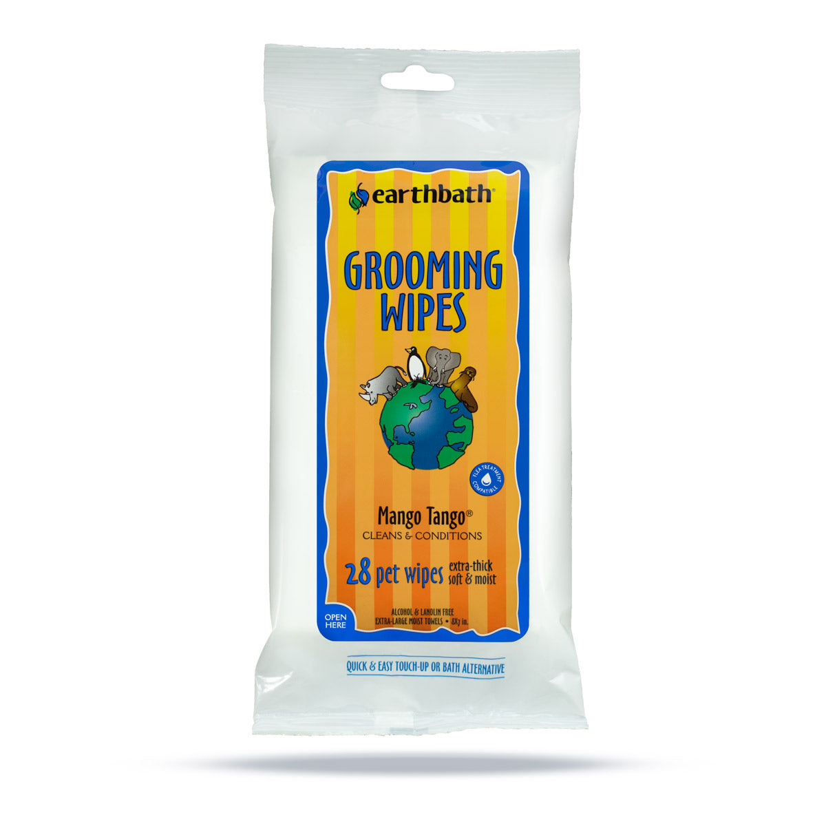 earthbathÂ® Grooming Wipes - Extra-thick & extra Large, Mango Tango, 28 ct