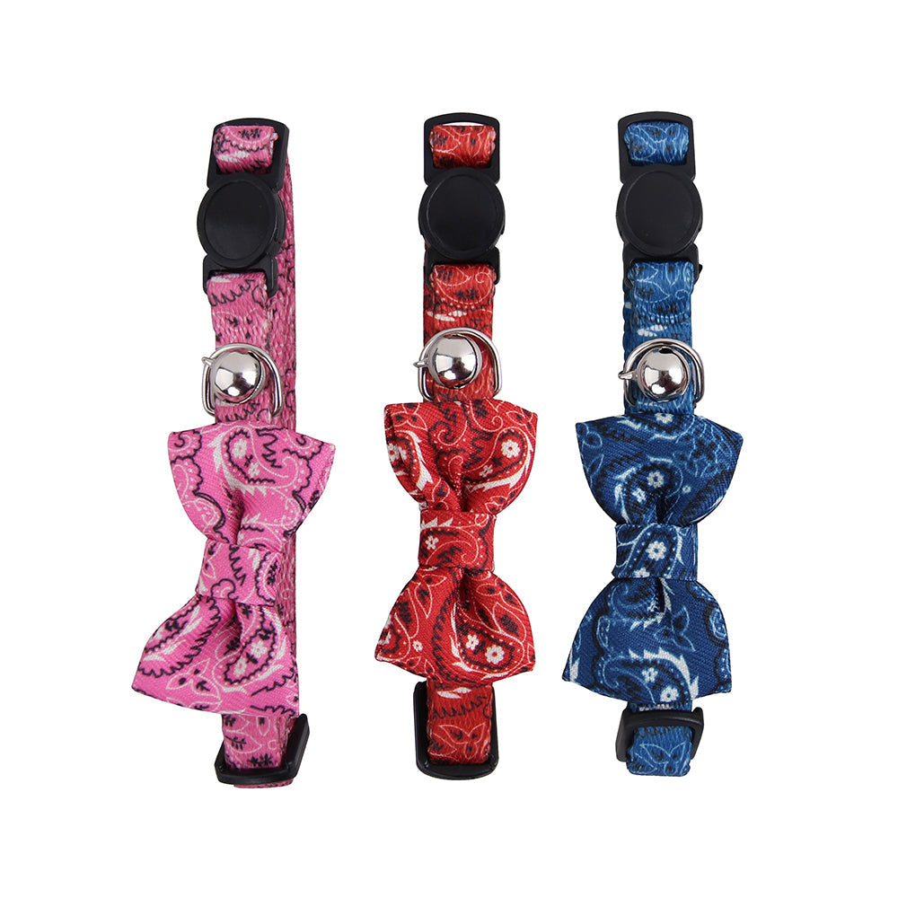 Pawise Cat collar w/Bowknot—red