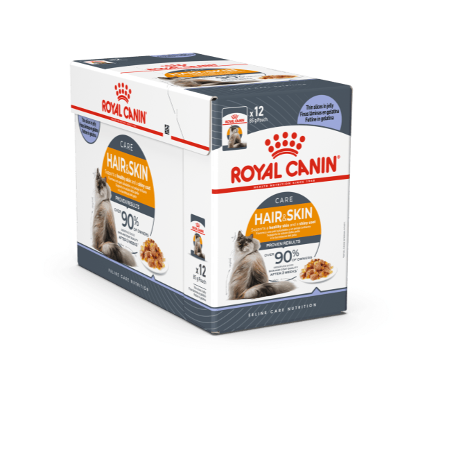Royal Canin Feline Care Nutrition Hair & Skin Jelly (Wet Food - Pouches) 12 x 85 g