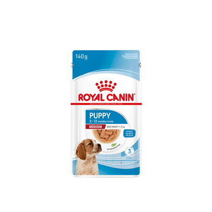 Royal Canin Size Health Nutrition Medium Puppy (Wet Food - Pouches) 10 x 140 g