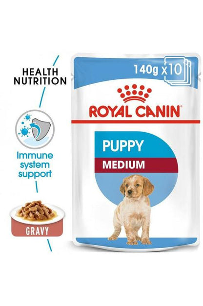 Royal Canin Size Health Nutrition Medium Puppy (Wet Food - Pouches) 10 x 140 g