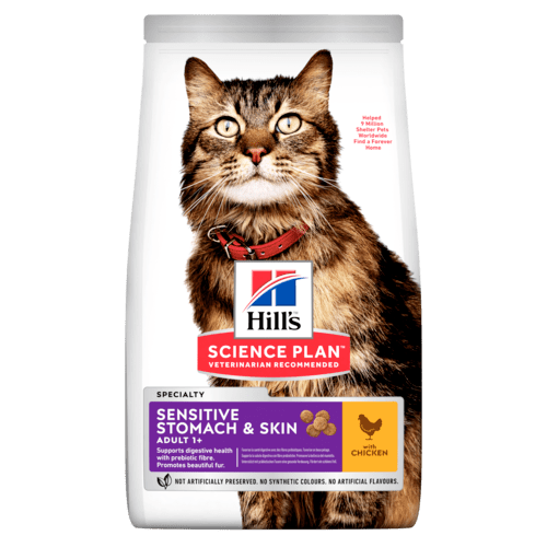 HillÃƒÆ’Ã‚Â¢ÃƒÂ¢Ã¢â‚¬Å¡Ã‚Â¬ÃƒÂ¢Ã¢â‚¬Å¾Ã‚Â¢s Science Plan Sensitive Stomach & Skin Adult Cat Food with Chicken (7kg)