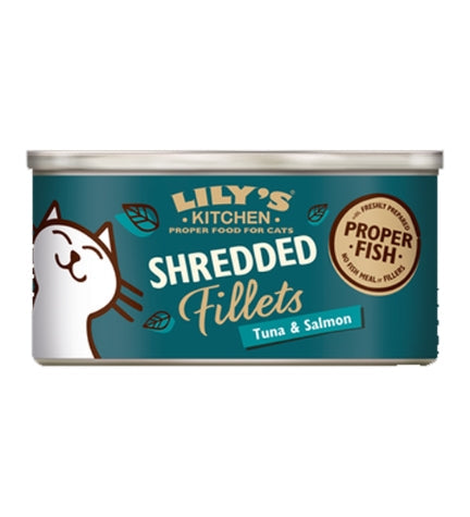 Lily's Kitchen Shredded Fillets Tuna & Salmon in Broth Wet Cat Food Box 24x70G