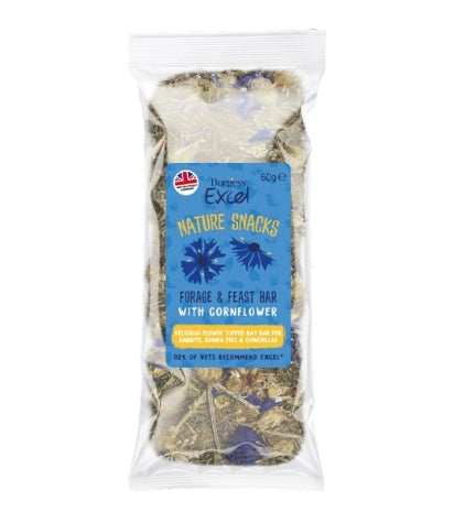 Burgess Excel Forage & Feast Hay Bar Cornflower Small Pet Treats - 60G