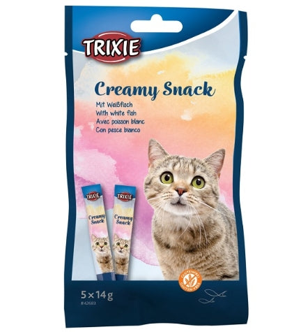Trixie Creamy Snack with White Fish Cat Treats - 5X14G