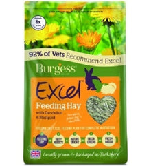 Burgess Excel Dandelion & Marigold Feeding Hay for Small Pets - 1KG