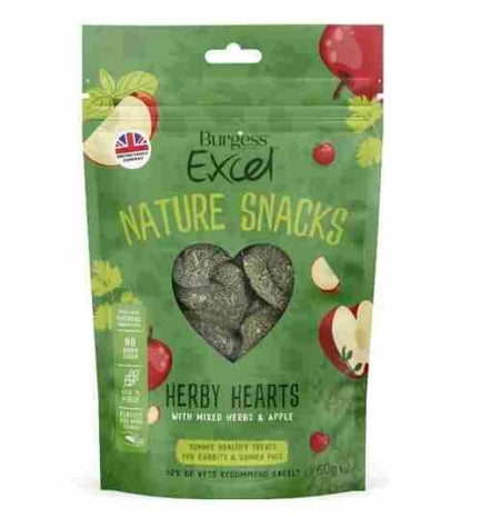 Burgess Excel Herby Hearts Small Pet Treats - 60G