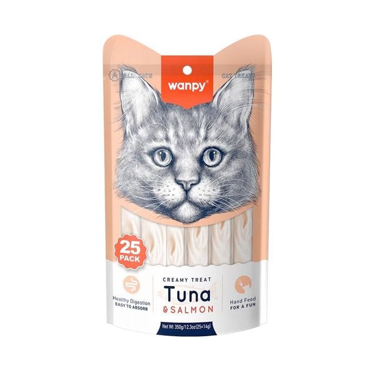Wanpy Creamy Lickable Cat Treats - Tuna &amp; Salmon - 25P